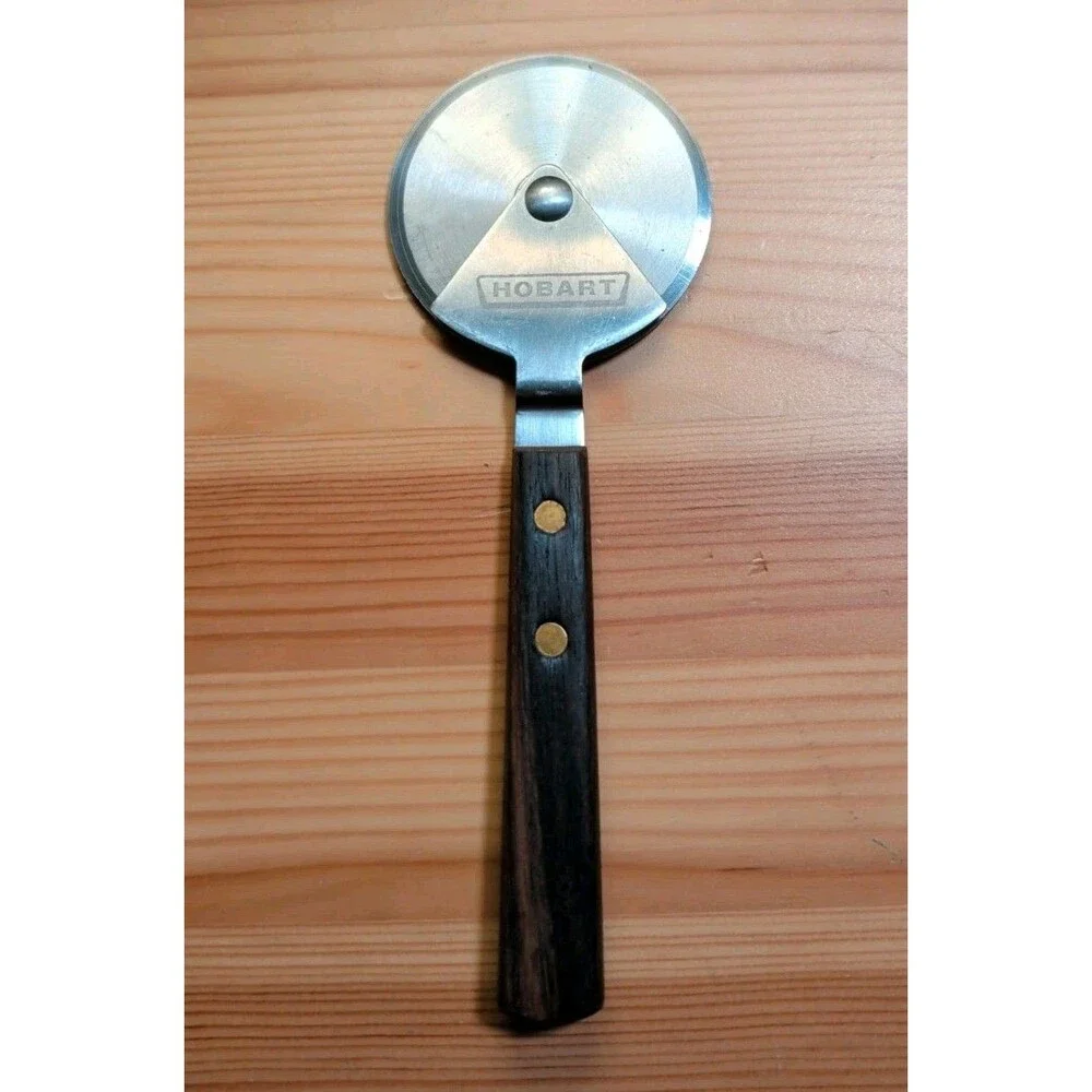 Vintage Hobart Pizza Dough Cutter Roller Japan Wooden Handle Stainless Steel